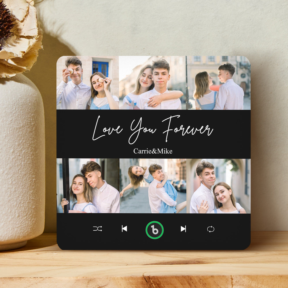 Personalized Photo & Text Music Fridge Magnet Colorful Album – Custom Song Valentine's Day Gift