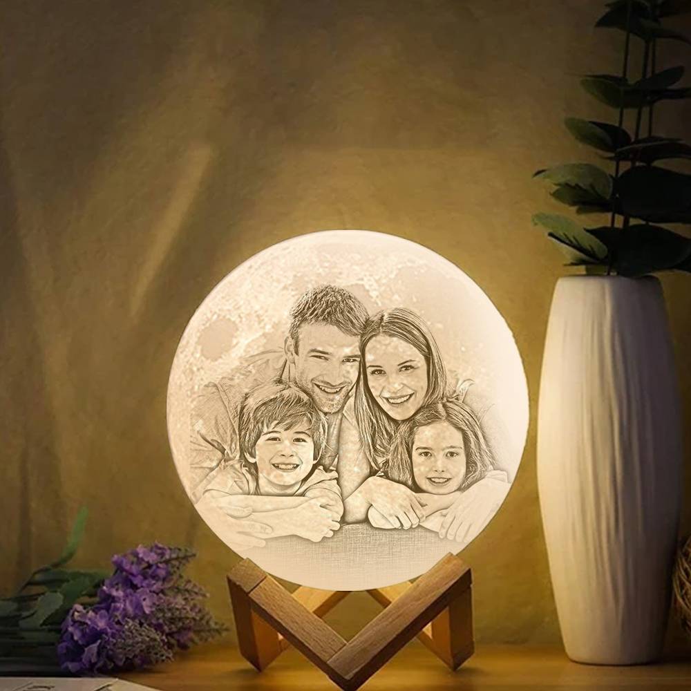Custom 3D Moon Lamp – Personalized Photo Night Light, Christmas Gift for Family
