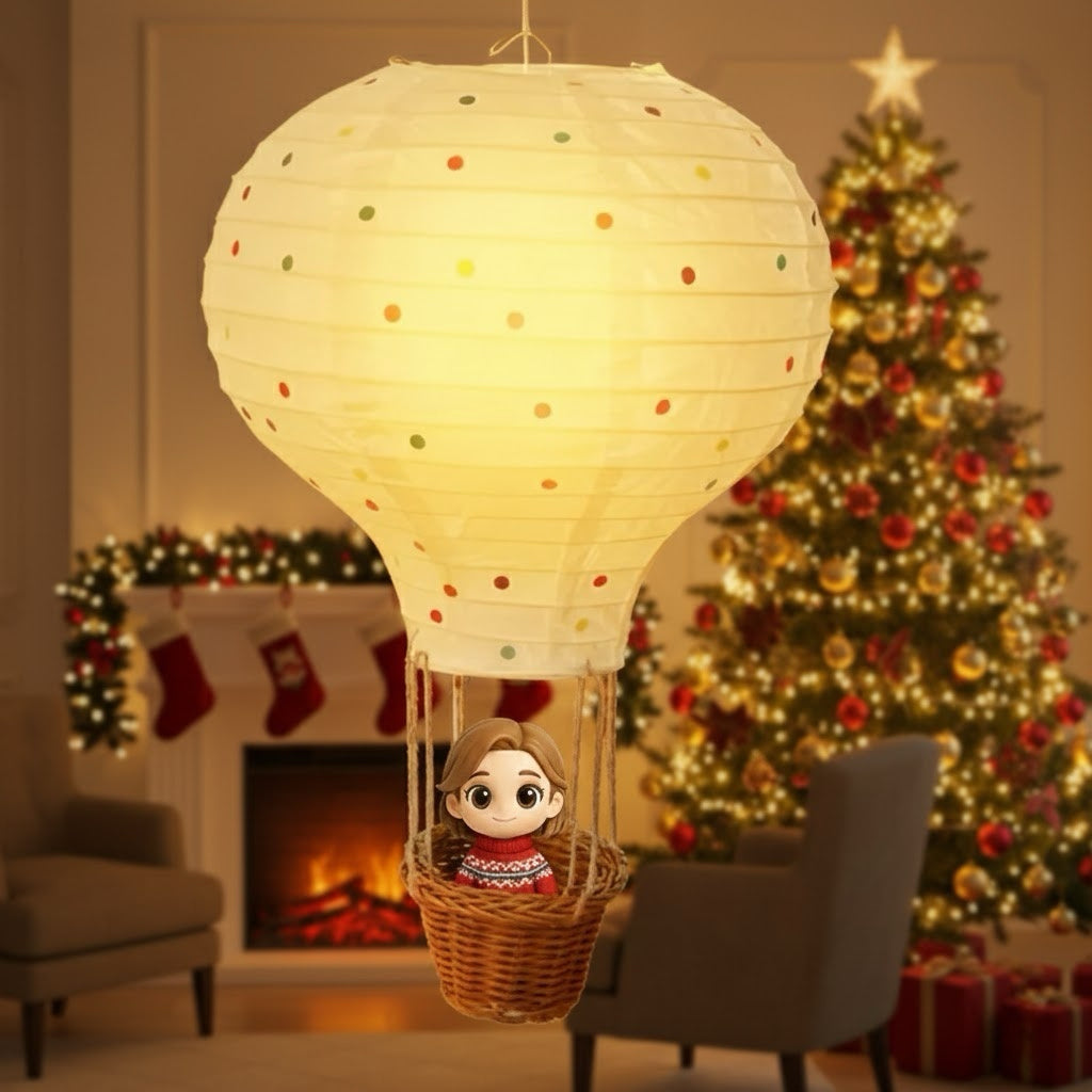 Personalized 3D Mini Figure Hot Air Balloon Night Light – Custom Photo Desk Figurine Gift