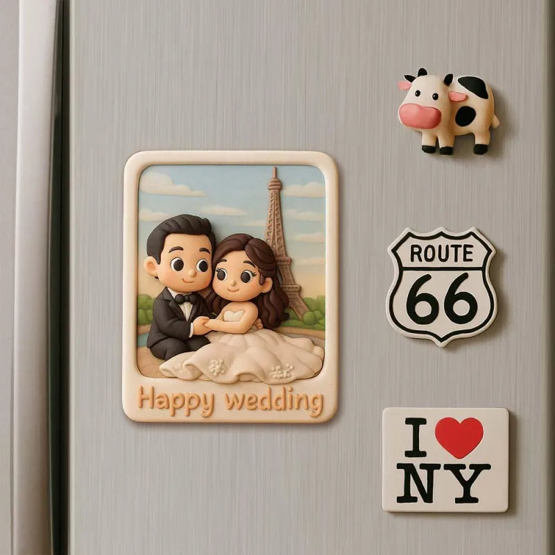 Personalized 3D Mini Figurine Fridge Magnet from Photo – Custom Cartoon Character Magnet