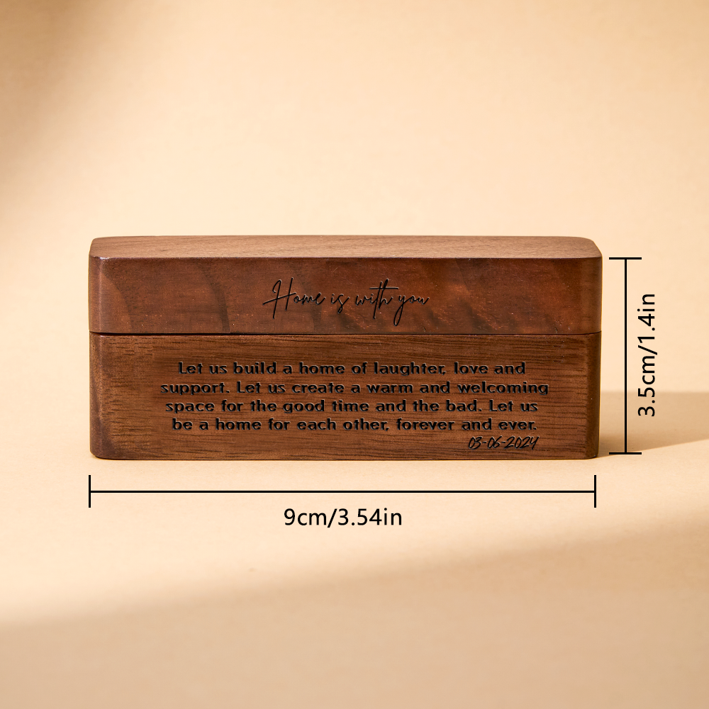 Personalized Engraved Wooden Ring Bearer Box – Custom Vow Wedding Proposal Gift for Couple
