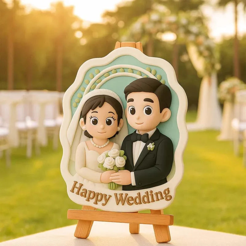 Personalized 3D Mini Figurine with Wooden Base – Custom Photo Home Decor Wedding Birthday Gift