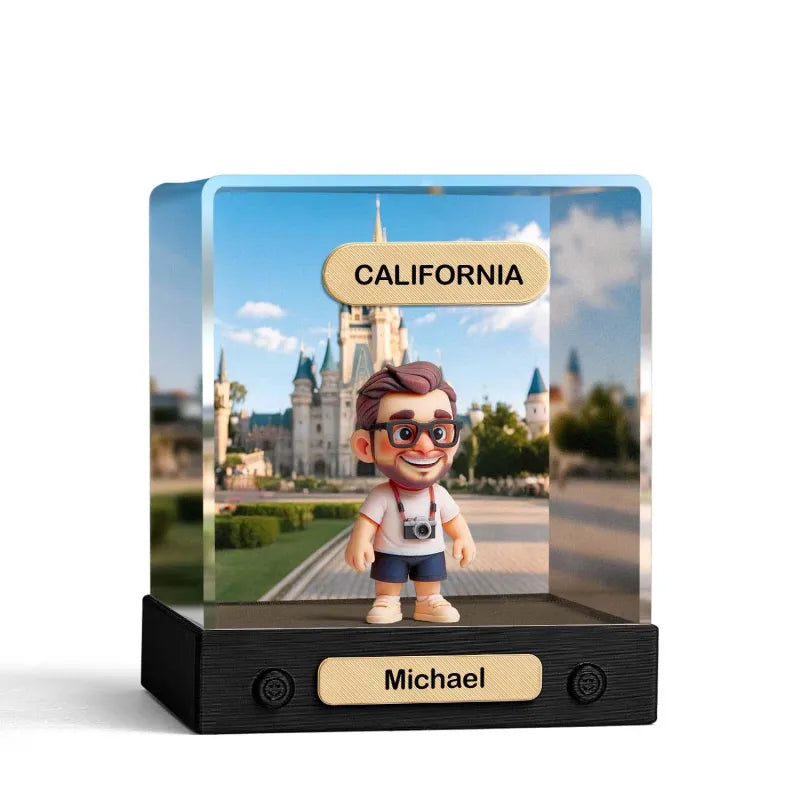Personalized 3D Mini Figure with Acrylic Box from Photo – Custom Background Toy Figurine Gift