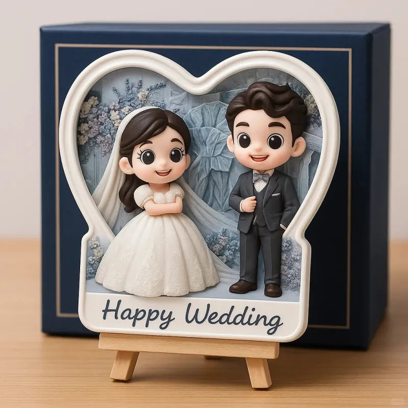 Personalized 3D Mini Figurine with Wooden Base – Custom Photo Home Decor Wedding Birthday Gift