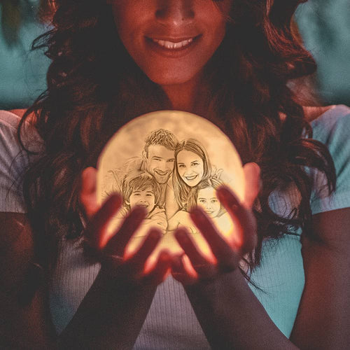 Custom 3D Moon Lamp – Personalized Photo Night Light, Christmas Gift for Family