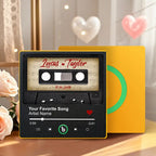 Personalized Retro Black Cassette Tape Music Fridge Magnet Framed – Custom Names Valentine Gift