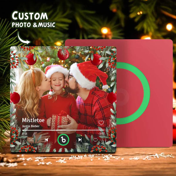Personalized Family Photo Music Fridge Magnet Frameless – Custom Song Christmas Gift for Family