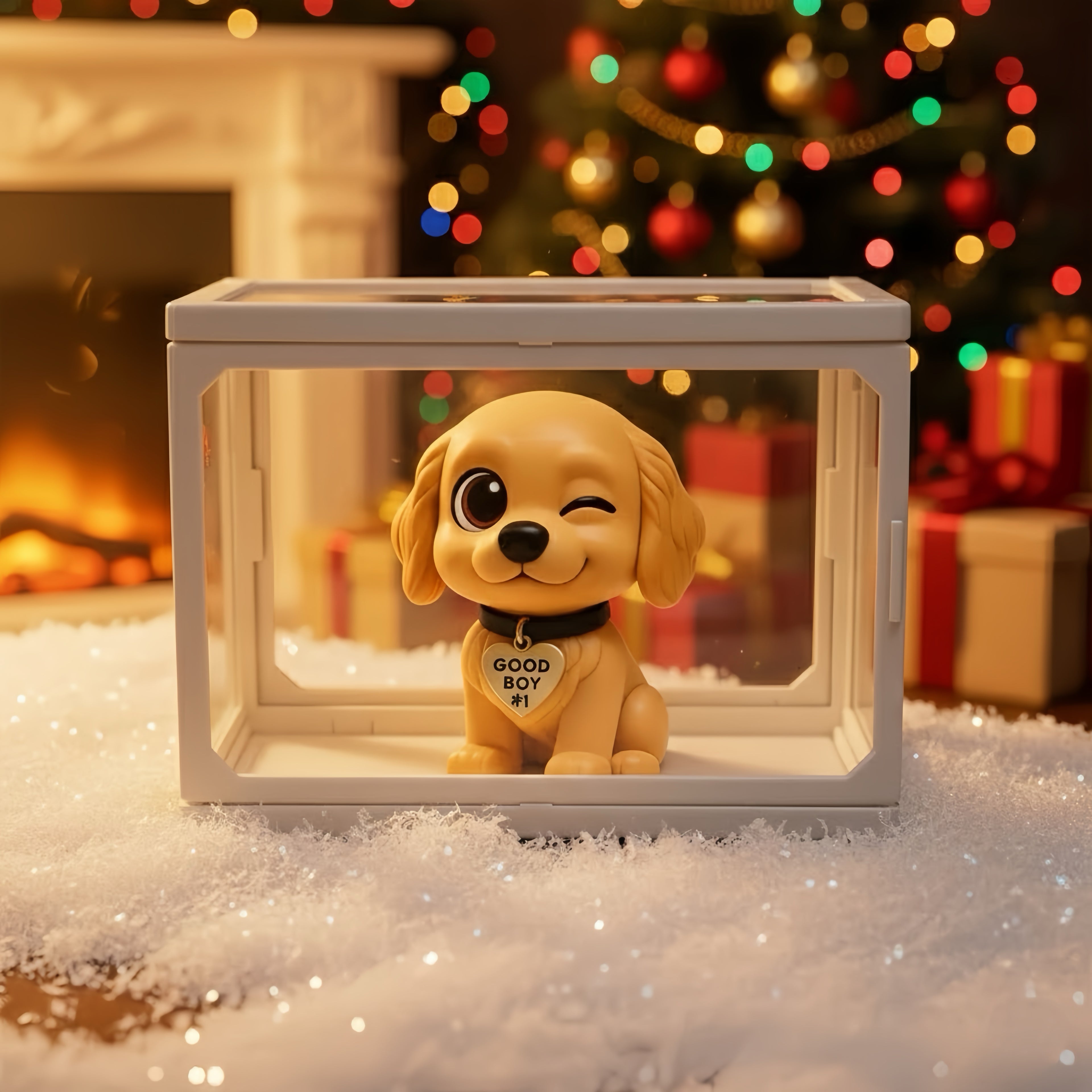 Personalized 3D Pet Figurine Glass Dollhouse – Custom Photo Scene Display Case Christmas Gift