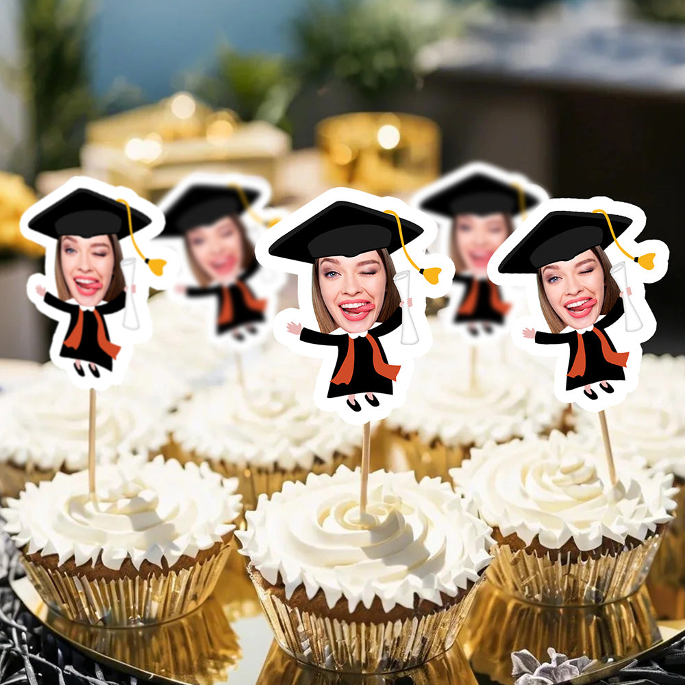 Personalized Graduation Cupcake Toppers – Custom Name Cake Decoration Party Favor Gift