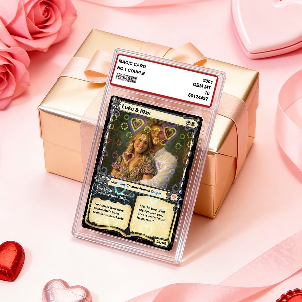 Personalized Photo & Text Couple Game Card with Card Sleeve and Heart Sequins – Valentine’s Day Gift
