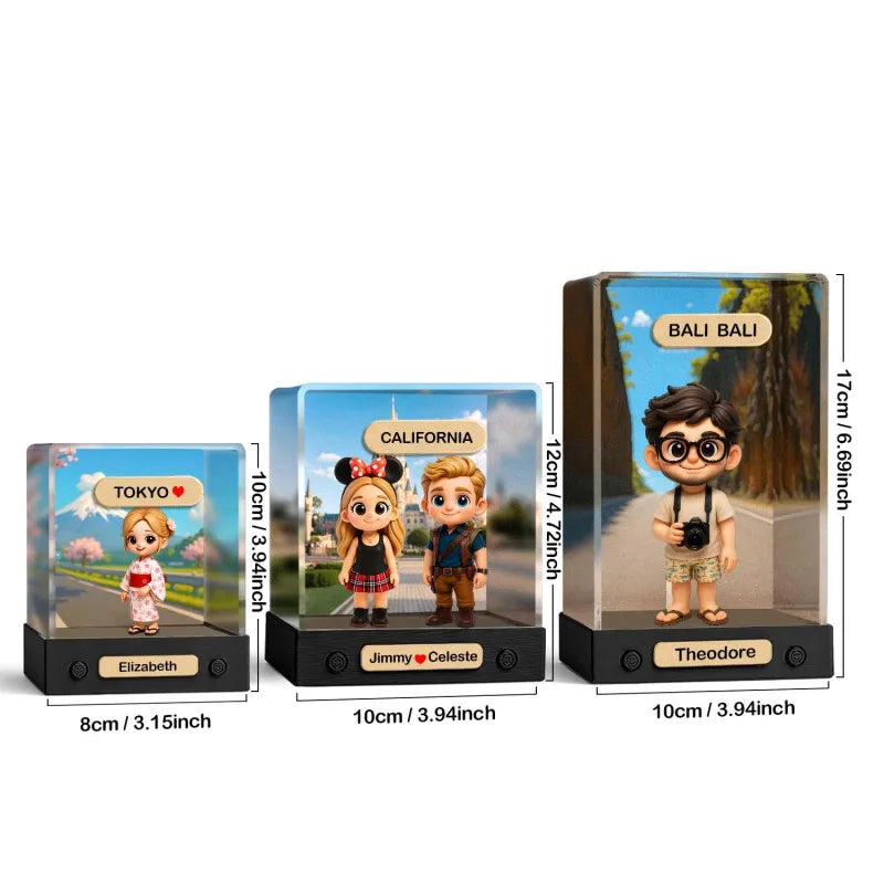 Personalized 3D Mini Figure with Acrylic Box from Photo – Custom Background Toy Figurine Gift