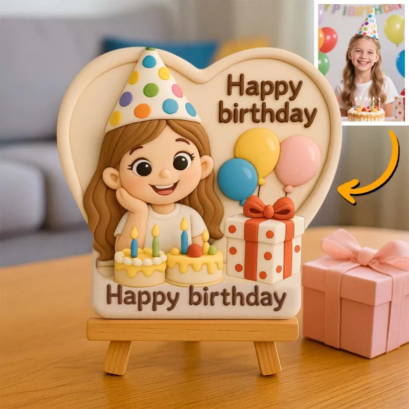 Personalized 3D Mini Figurine with Wooden Base – Custom Photo Home Decor Wedding Birthday Gift