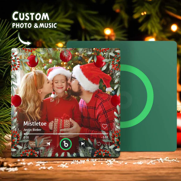 Personalized Family Photo Music Fridge Magnet Frameless – Custom Song Christmas Gift for Family