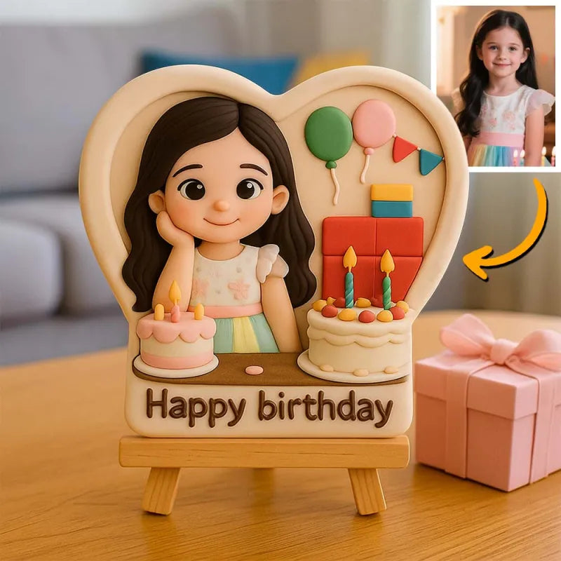 Personalized 3D Mini Figurine with Wooden Base – Custom Photo Home Decor Wedding Birthday Gift