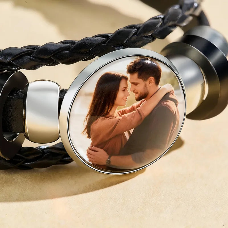 Custom Photo PU Leather Bracelet Personalized Picture Bracelet Valentine's Day Birthday Gift