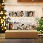 Personalized Dad LED Night Light – Custom 6 Photos & Text Acrylic Lamp, Father's Day Gift