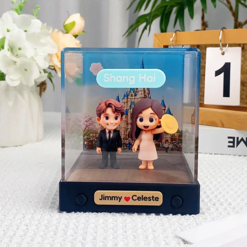 Personalized 3D Mini Figure with Acrylic Box from Photo – Custom Background Toy Figurine Gift