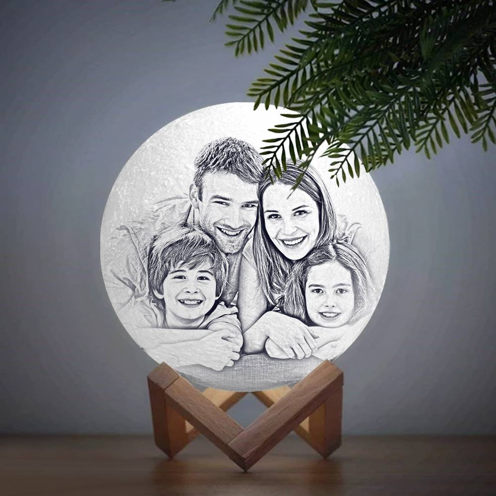 Custom 3D Moon Lamp – Personalized Photo Night Light, Christmas Gift for Family