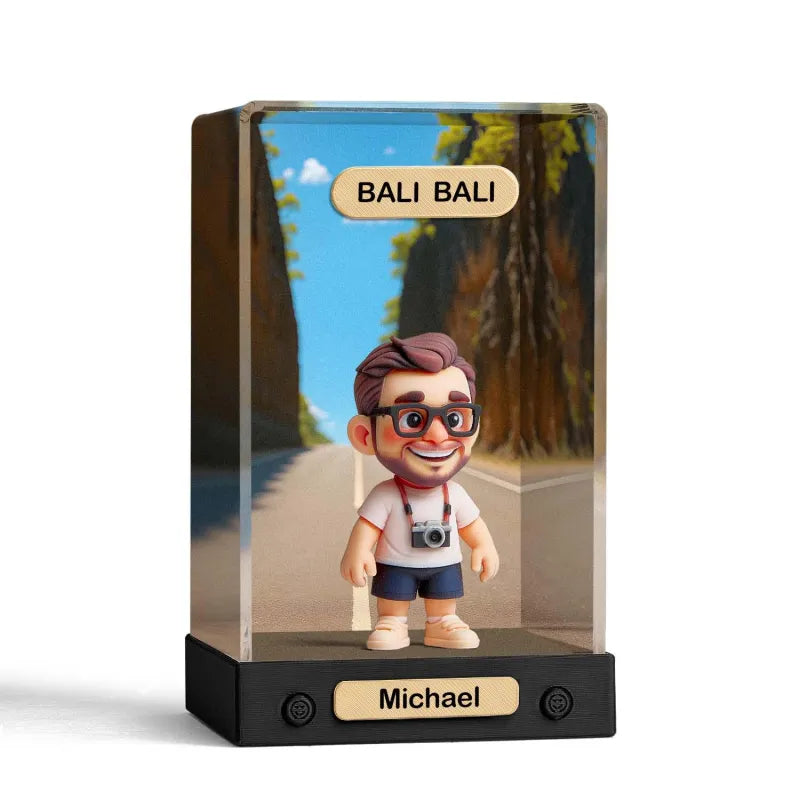 Personalized 3D Mini Figure with Acrylic Box from Photo – Custom Background Toy Figurine Gift
