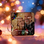 Personalized Photo Calendar Music Keychain Box – Custom Song Bag Charm Plays Music Gift for Her