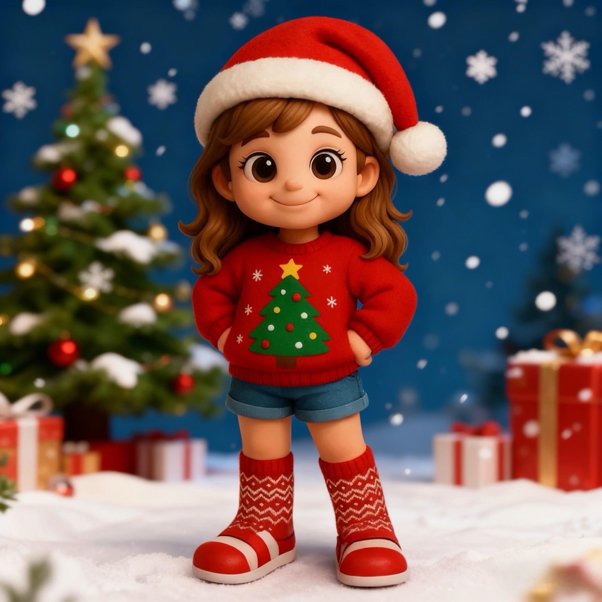 Personalized 3D Mini Figure Christmas Desk Figurine from Photo – Custom Holiday Gift