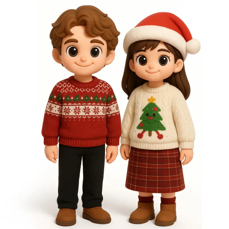 Personalized 3D Mini Figure Christmas Desk Figurine from Photo – Custom Holiday Gift