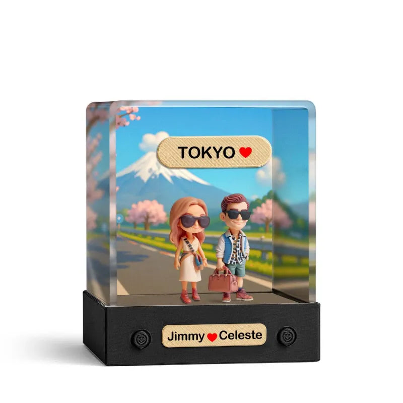 Personalized 3D Mini Figure with Acrylic Box from Photo – Custom Background Toy Figurine Gift