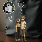 Personalized Photo Cartoon Style Button-Eye Figure Acrylic Keychain Custom Bag Charm Unique Keepsake Gift For Girlfriend