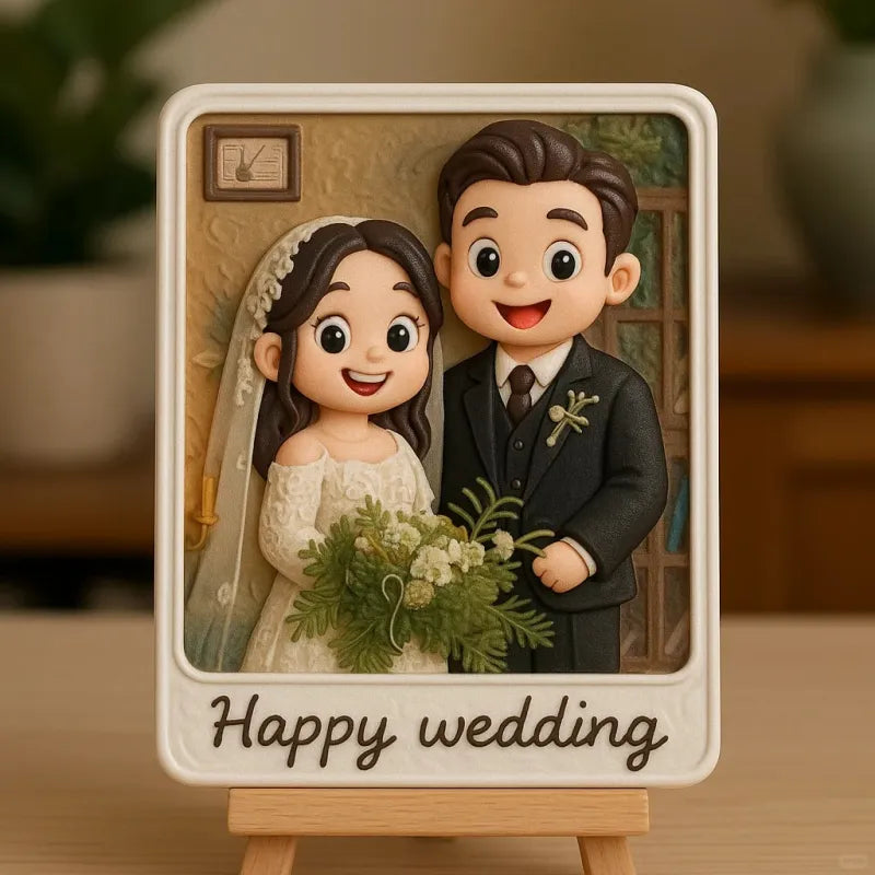 Personalized 3D Mini Figurine with Wooden Base – Custom Photo Home Decor Wedding Birthday Gift