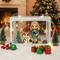 Personalized 3D Mini Figure & Pet Glass Dollhouse – Custom Photo Christmas Scene Display Case