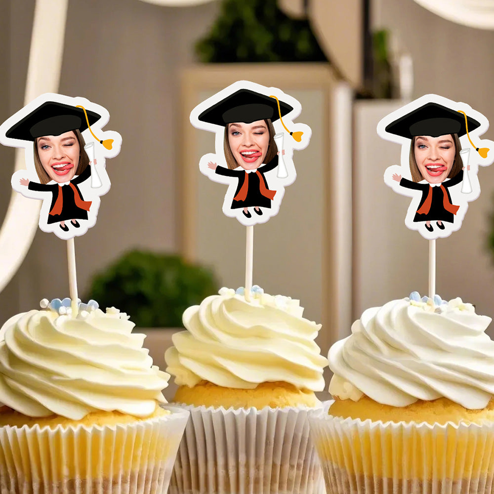 Personalized Graduation Cupcake Toppers – Custom Name Cake Decoration Party Favor Gift