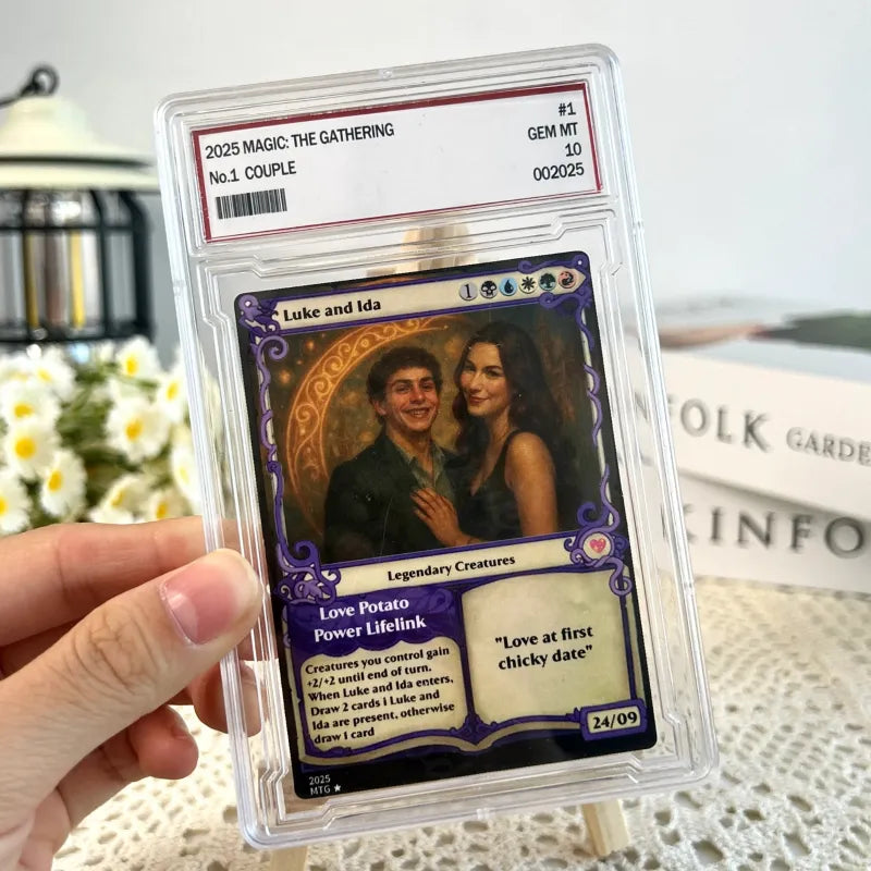 Personalized Photo & Text Couple Game Card with Card Sleeve and Heart Sequins – Valentine’s Day Gift