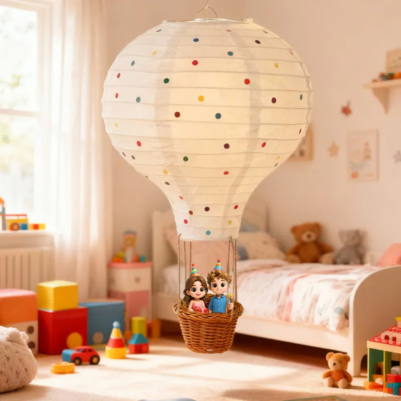 Personalized 3D Mini Figure Hot Air Balloon Night Light – Custom Photo Desk Figurine Gift