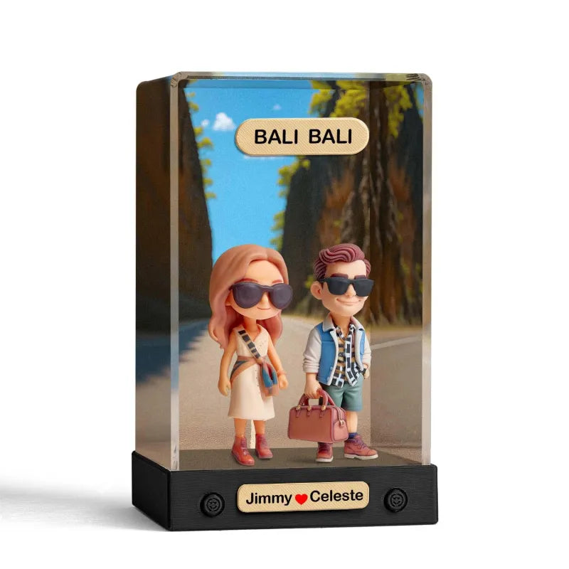 Personalized 3D Mini Figure with Acrylic Box from Photo – Custom Background Toy Figurine Gift