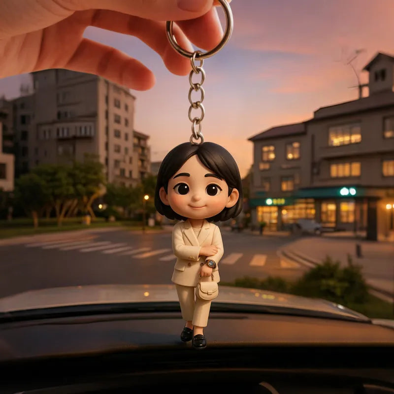 Personalized 3D Mini Figure Keychain from Photo – Custom Cartoon Character Keychain Gift