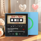 Personalized Retro Black Cassette Tape Music Fridge Magnet Framed – Custom Names Valentine Gift