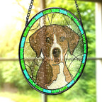 Personalized Pet Portrait Stained Glass Suncatcher – Custom Memorial Gift for Pet Lovers