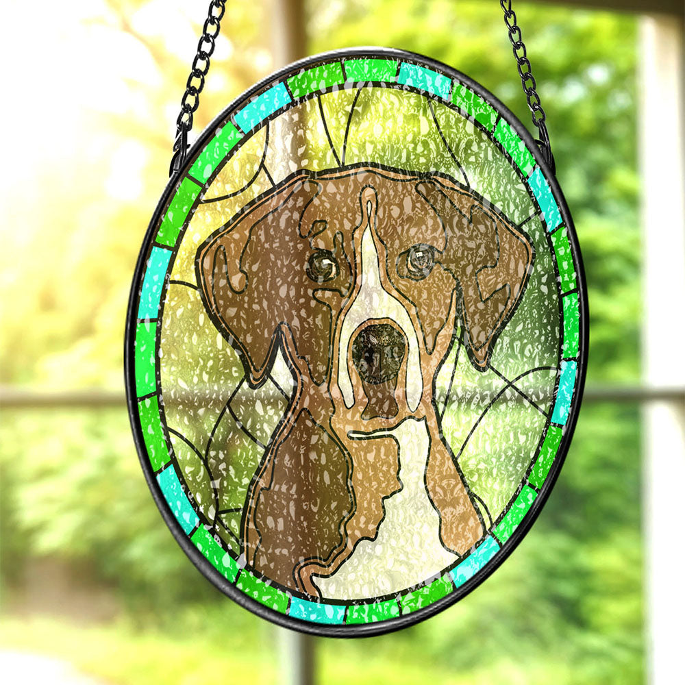 Personalized Pet Portrait Stained Glass Suncatcher – Custom Memorial Gift for Pet Lovers