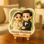 Personalized 3D Mini Figurine with Wooden Base – Custom Photo Home Decor Wedding Birthday Gift