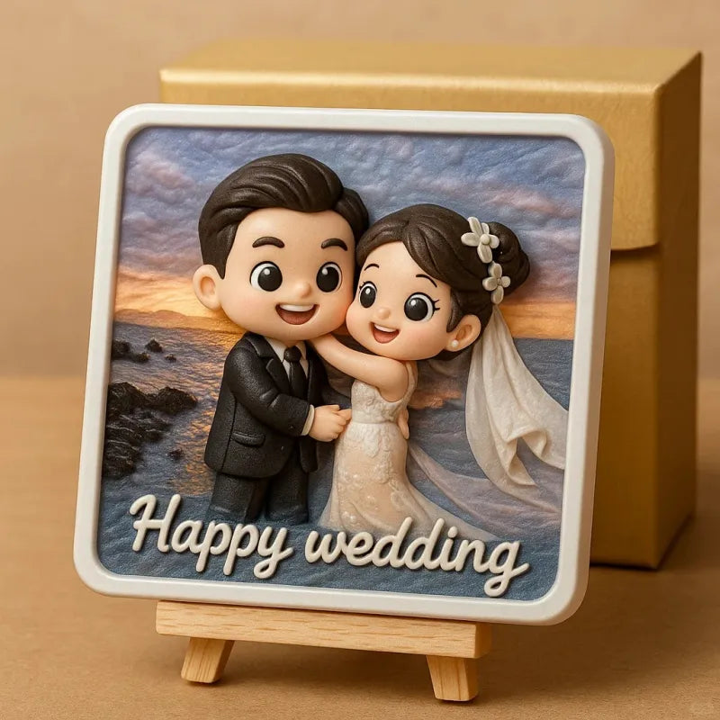 Personalized 3D Mini Figurine with Wooden Base – Custom Photo Home Decor Wedding Birthday Gift