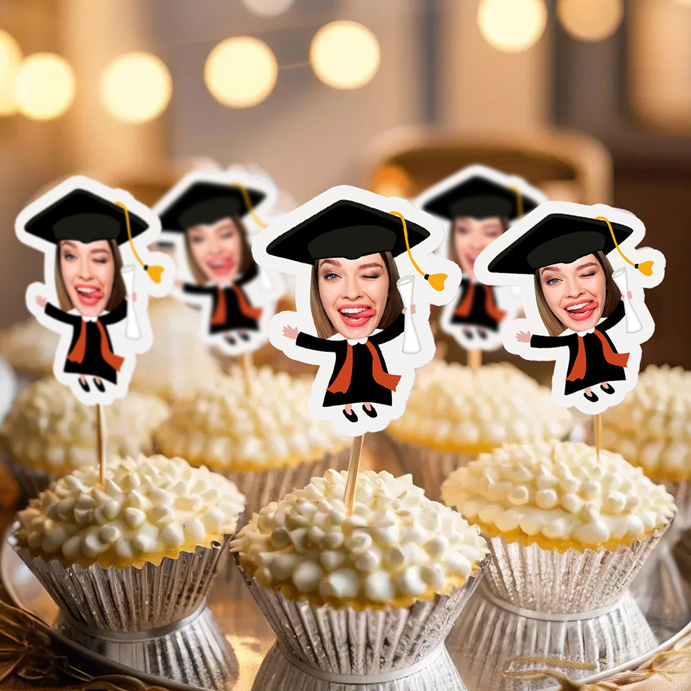 Personalized Graduation Cupcake Toppers – Custom Name Cake Decoration Party Favor Gift