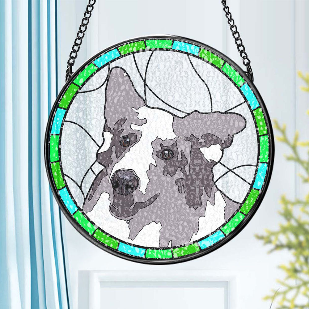 Personalized Pet Portrait Stained Glass Suncatcher – Custom Memorial Gift for Pet Lovers