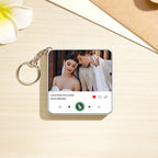 Personalized Photo & Text Music Keychain Box – Custom Song Bag Charm Plays Music Gift for Her
