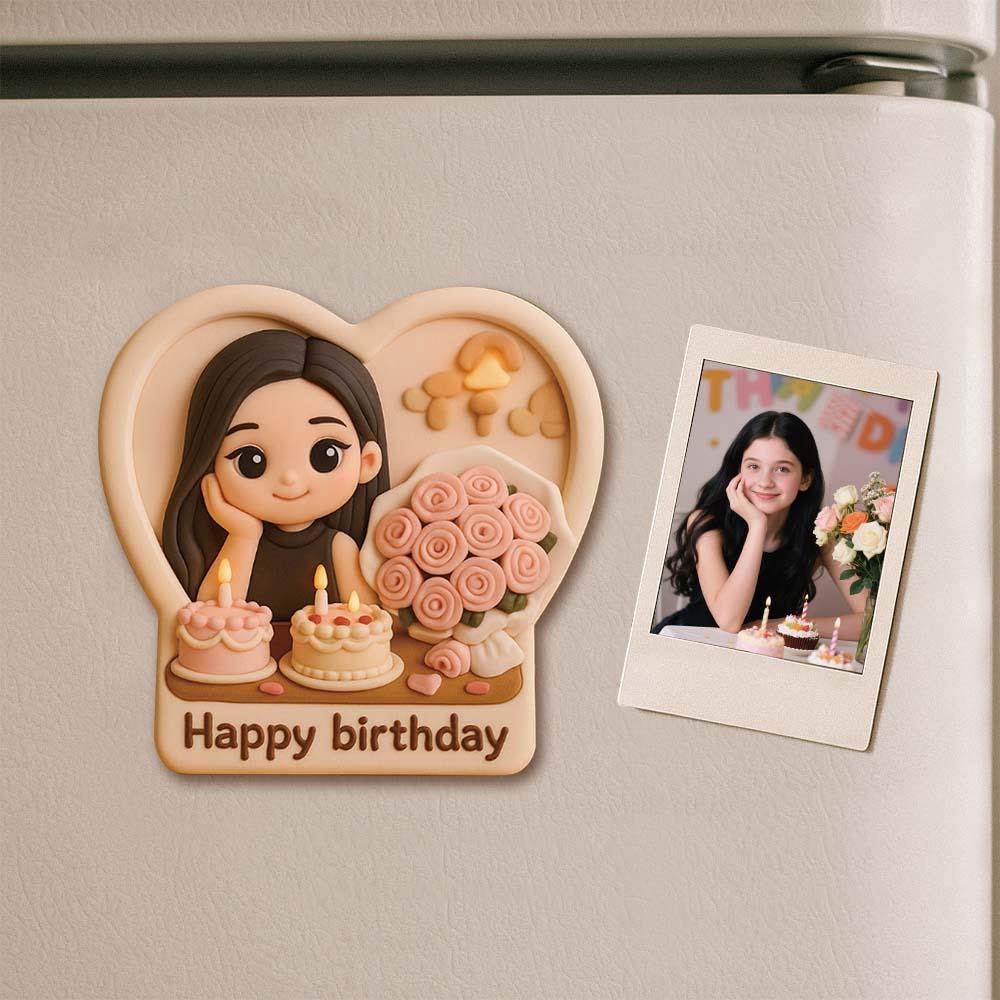 Personalized 3D Mini Figurine Fridge Magnet from Photo – Custom Cartoon Character Magnet