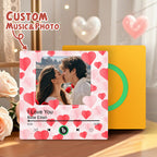 Personalized Photo Music Fridge Magnet with Hearts – Custom Song Valentine's Day Gift