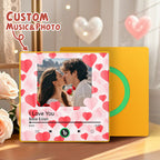 Personalized Photo Music Fridge Magnet Colorful Frame with Hearts – Custom Song Valentine Gift