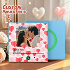 Personalized Photo Music Fridge Magnet Colorful Frame with Hearts – Custom Song Valentine Gift
