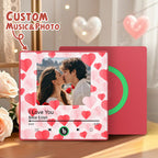 Personalized Photo Music Fridge Magnet Colorful Frame with Hearts – Custom Song Valentine Gift