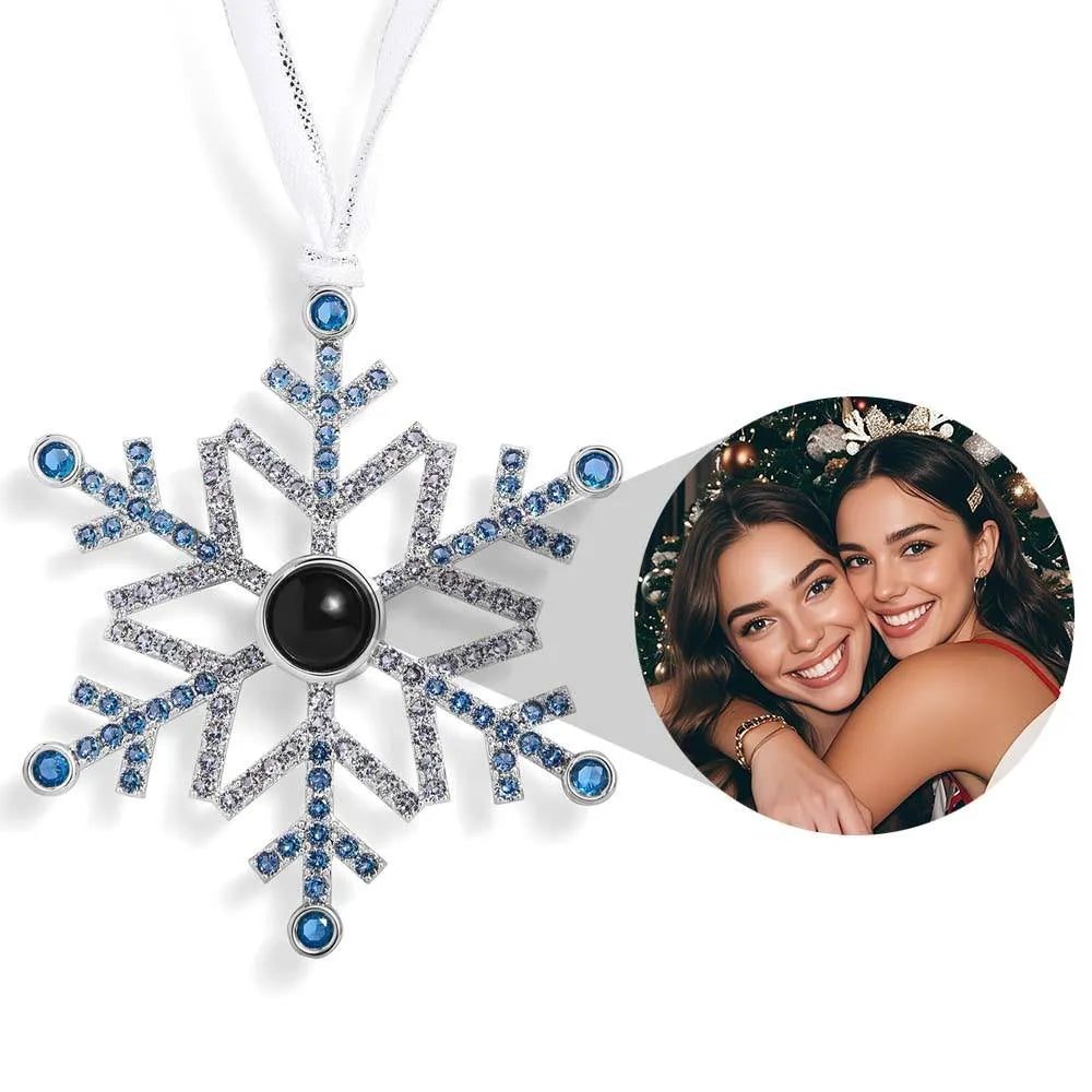 Personalized Snowflake Photo Projection Ornament – Custom Picture Christmas Holiday Gift