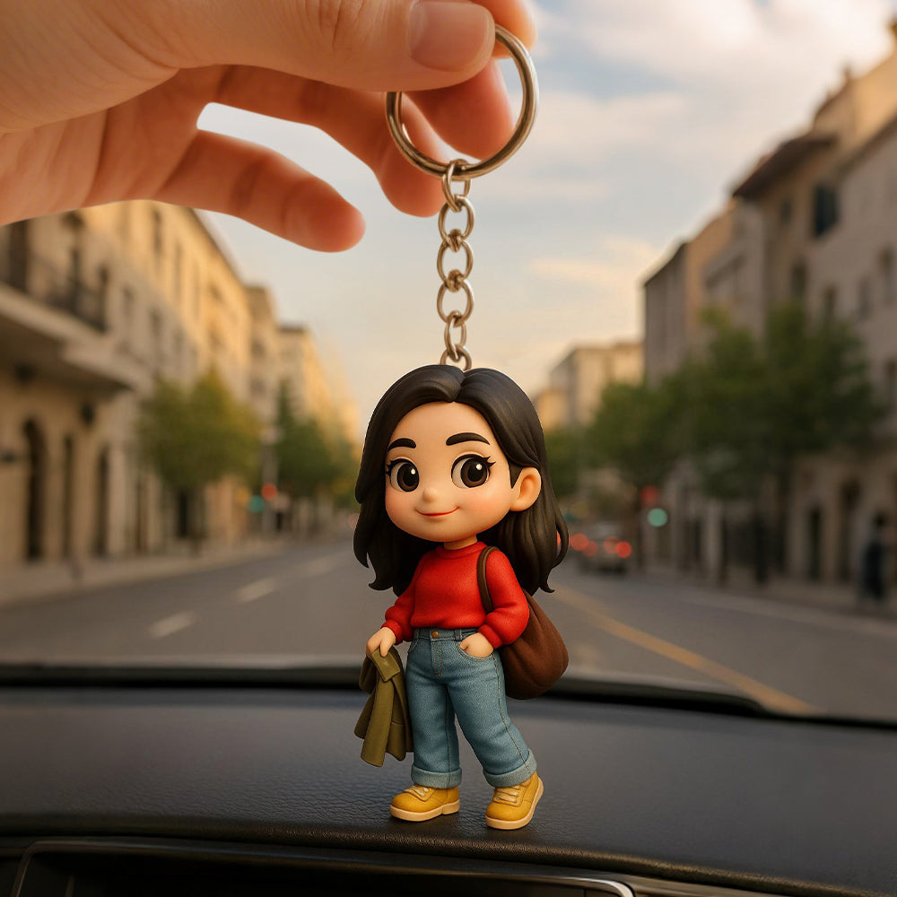 Personalized 3D Mini Figure Keychain from Photo – Custom Cartoon Character Keychain Gift